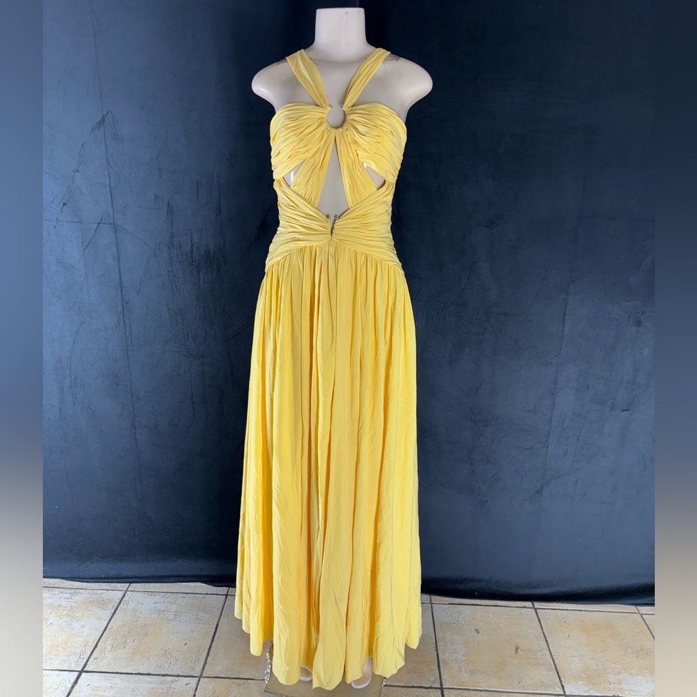 Elegant Yellow Halter Maxi Mandalay Dress